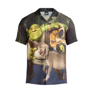 Shrek Men's Group Pose Graphic Button Up Shirt